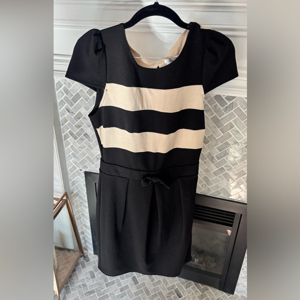 Sunny Girl Black and Cream Mini Dress